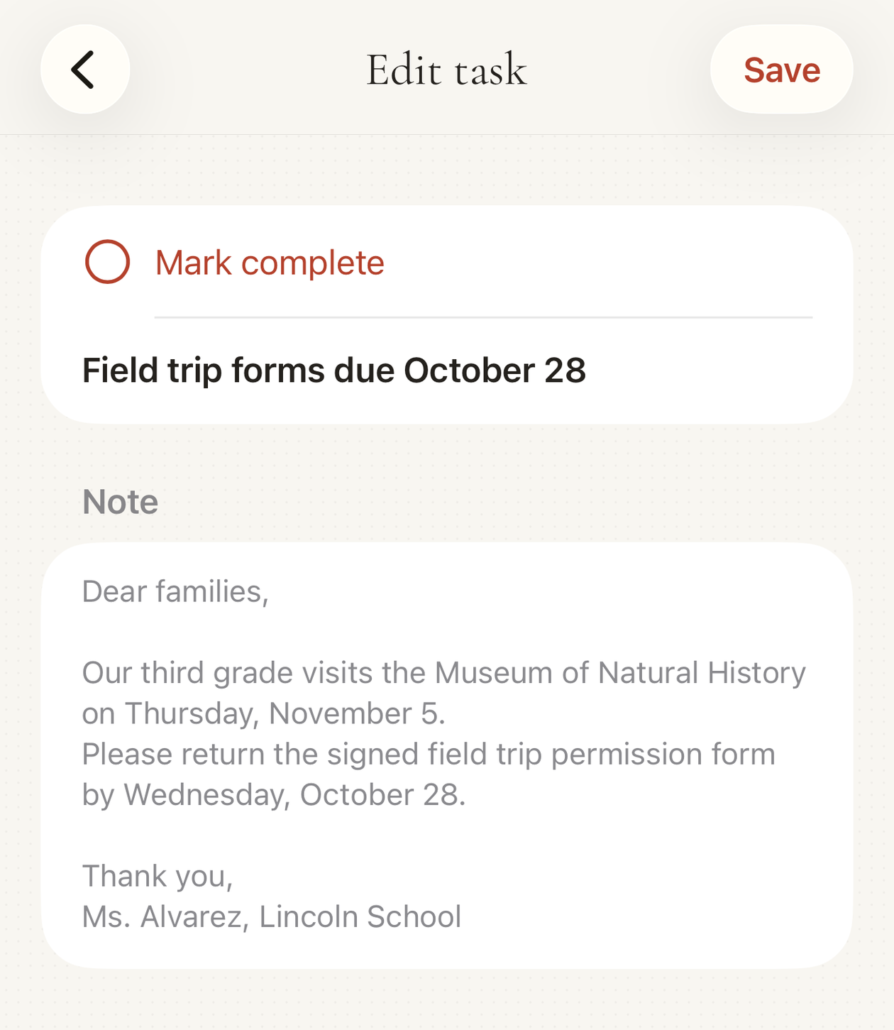 A task created from a forwarded email.